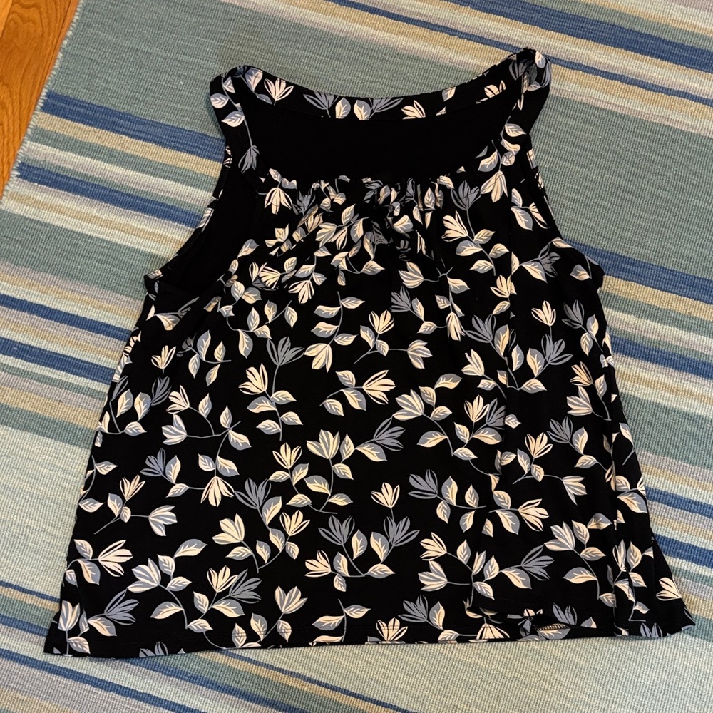 J. Jill Black and White Floral Tank Top